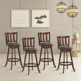 thumbnail image 3 of Costway Set of 4 29.5'' Swivel Bar Stool Leather Padded Dining Kitchen Pub Bistro Chair Low Back, 3 of 9