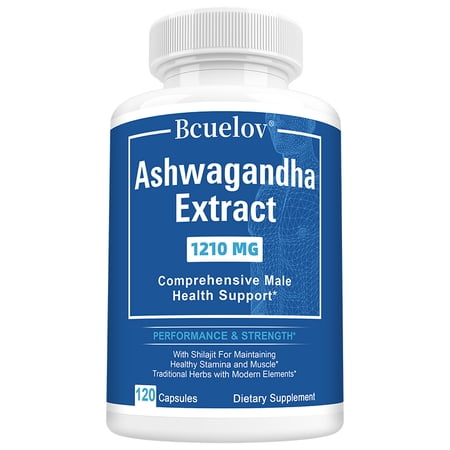 Bcuelov Ashwagandha & Shilajit Supplement, 1210mg, Ashwagandha and Shilajit Extract, 120 Capsules