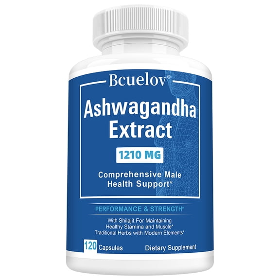 Bcuelov Ashwagandha & Shilajit Supplement, 1210mg, Ashwagandha and Shilajit Extract, 120 Capsules