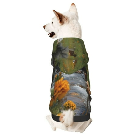 Haiem Mountain Cows Flower Stream for Winter Dog Hoodie Sweatshirts with Pockets Warm Dog Clothes for Small Dogs Chihuahua-Small