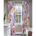 thumbnail image 4 of Purple Pink Floral Sheer Curtains 84 Inch Length 2 Panels Set for Living Room/Bedroom, Spring Watercolor Country Flower Kitchen Curtains Grommet Semi-Sheer Curtains Drapes Window Treatments 52"x84"x2, 4 of 7