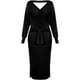 thumbnail image 5 of Vestido elegante de punto para mujer, cuello en V, manga larga y cinturón, 5 of 5