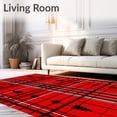 thumbnail image 2 of ODIKA 8'x10' Machine Washable Non-Slip Area Rug, Festive Elk Motif Tartan with Rustic Seasonal High Traffic Rug, Red, 623109, 2 of 7