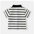thumbnail image 4 of Bearichfupo Toddler Boys Short Sleeve Casual Stripe Tops Holiday Shirts T Shirt Short Pants Suit,2 Piece Set,Sizes 4-5T, 4 of 5