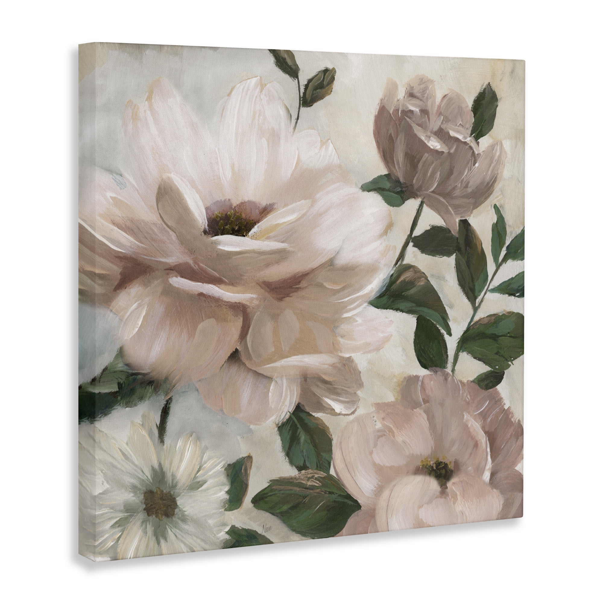 Stupell Industries Budding Blush Peonies & Leaves Canvas Wall Art, design by Nan