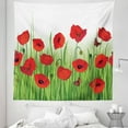 thumbnail image 1 of Poppy Flower Tapestry, Grass Flowers Butterfly Floral Arrangement Summer Greenland Work of Art Print, Fabric Wall Hanging Decor for Bedroom Living Room Dorm, 5 Sizes, Green and Red, by Ambesonne, 1 of 1