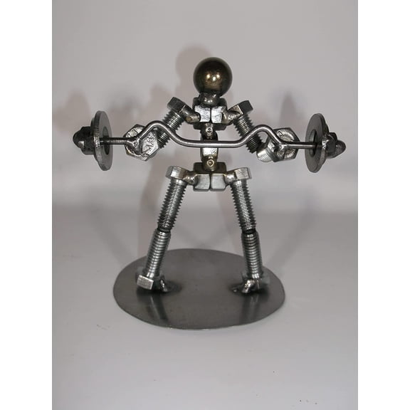 Preacher C url Weight Lifter Metal Bolt Figurine, curl bar