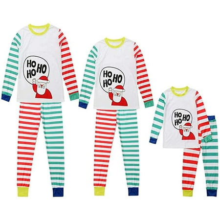 

Family Matching Christmas Pajamas Set Santa Claus Red Green Striped Sleepwear