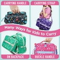 thumbnail image 4 of Bentgo Kids Lunch Bag - Double-Insulated, Reusable Lunch Bag for Kids 3+ with Adjustable Strap; Holds Lunch Box/Water Bottle/Snacks; Easy-Clean, Water-Resistant & Pockets (Rainbows & Butterflies), 4 of 7