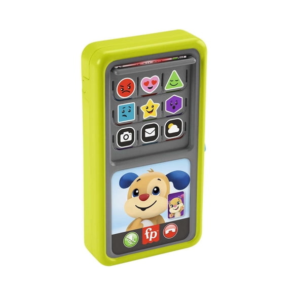​Fisher-Price Laugh & Learn Baby to Toddler Educational Toy Phone with Lights and Music, 2-in-1 Slide to Learn Smartphone, Multi-Language Version