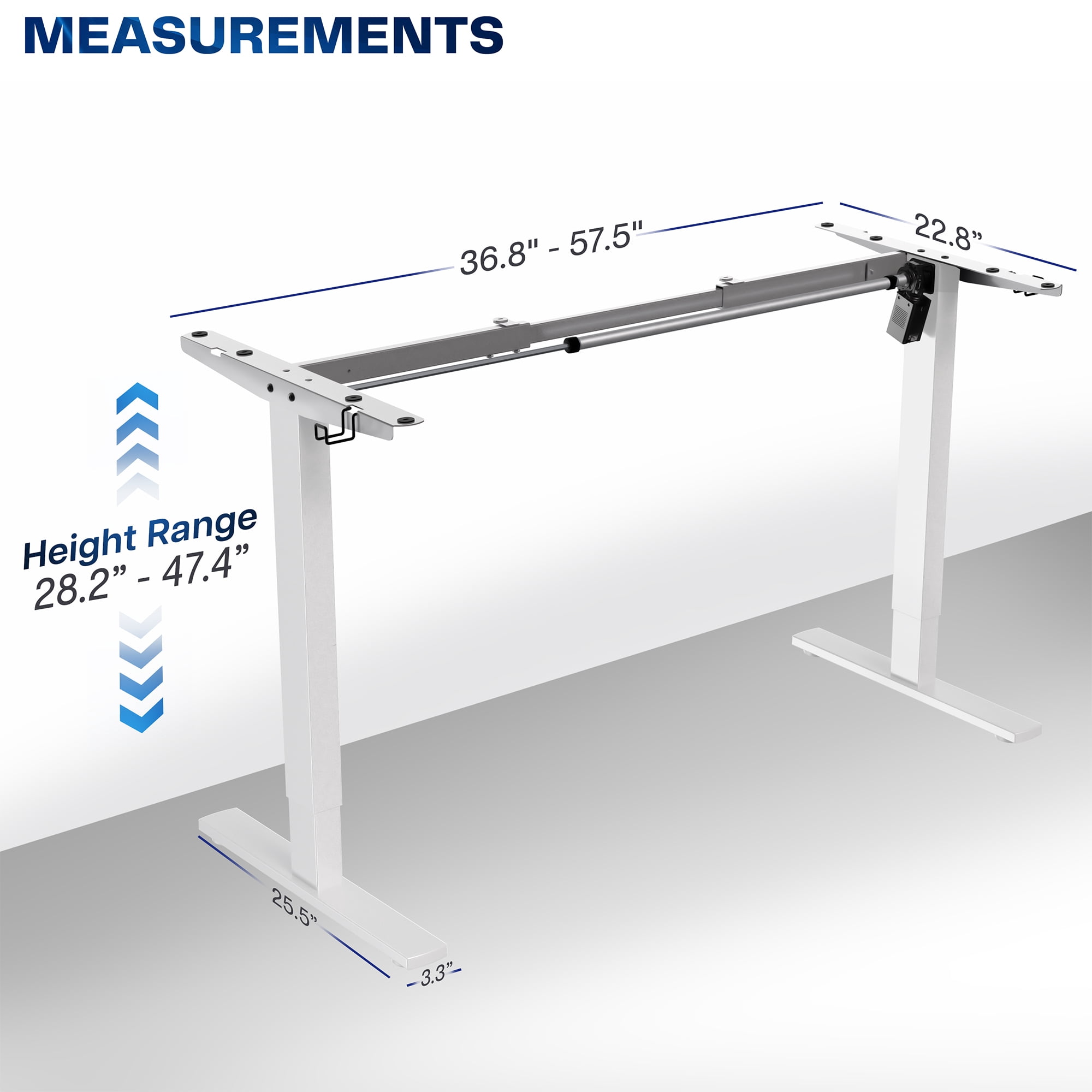VIVO White Electric Stand Up Desk Frame, Single Motor Standing Adjustable Base