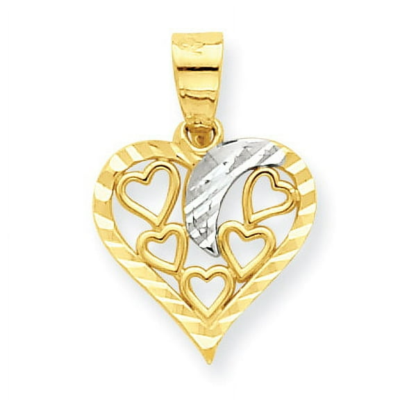 Finest Gold 10K Yellow with Rhodium Heart Charm