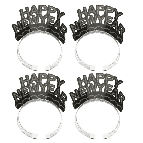 6pcs Glitter Happy New Year Headbands for New Year Party Hair Accessory and Photo Props