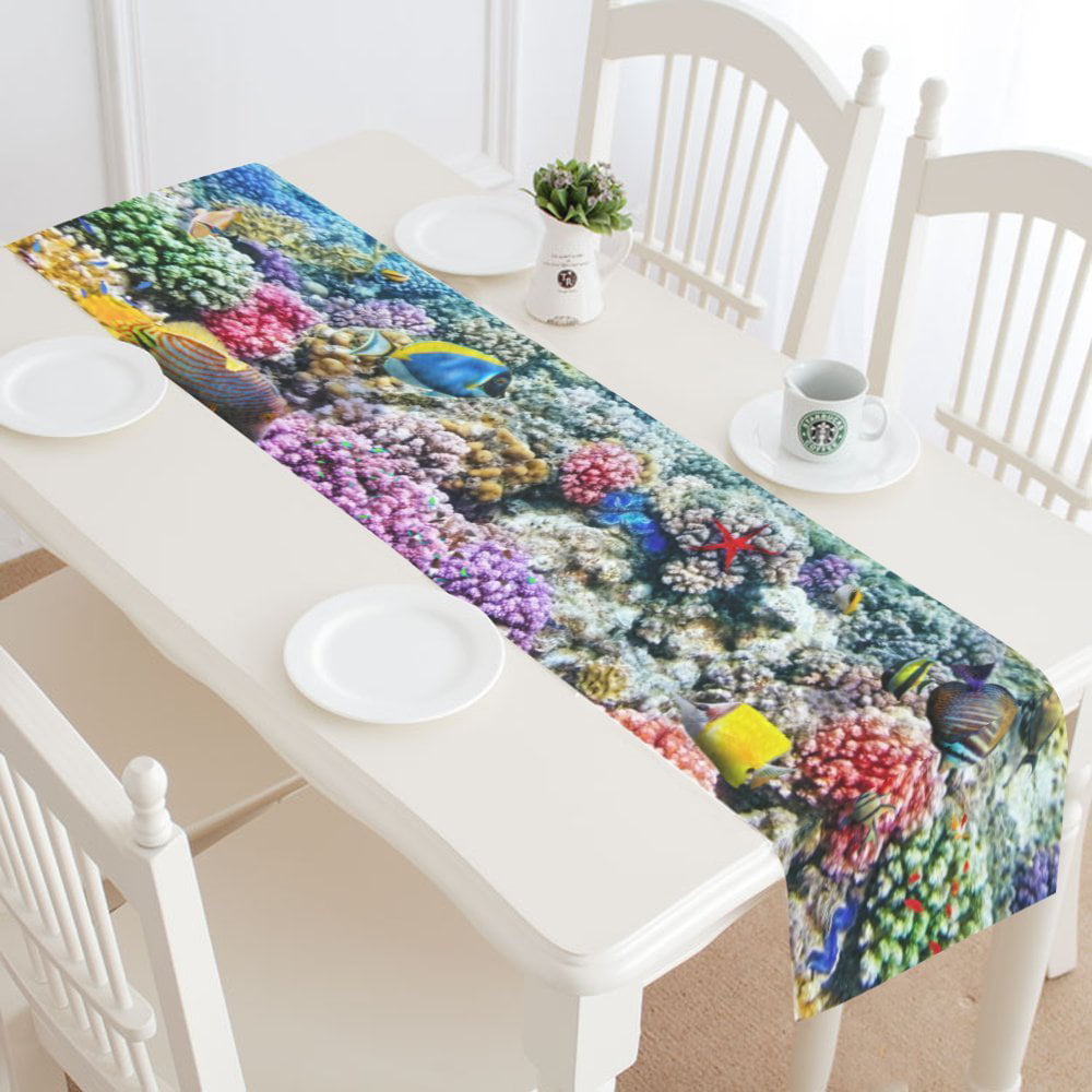 MYPOP Tropical Ocean Fish Table Runner Placemat 16x72 inches, Summer ...