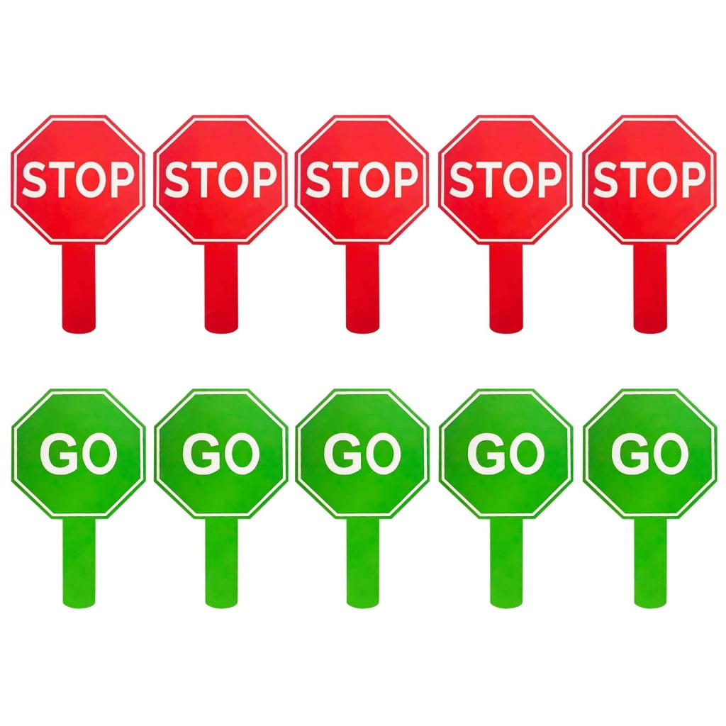 10PCS Reversible Stop and Go Sign Handheld Crossing Guard Stop