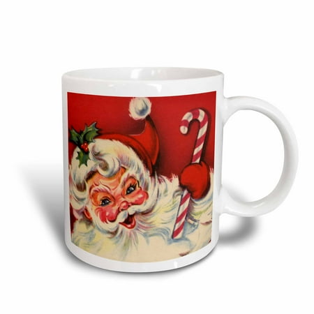 Christmas Candy Cane Mug - 3dRose Santa and the Candy Cane, Ceramic Mug, 11-ounce