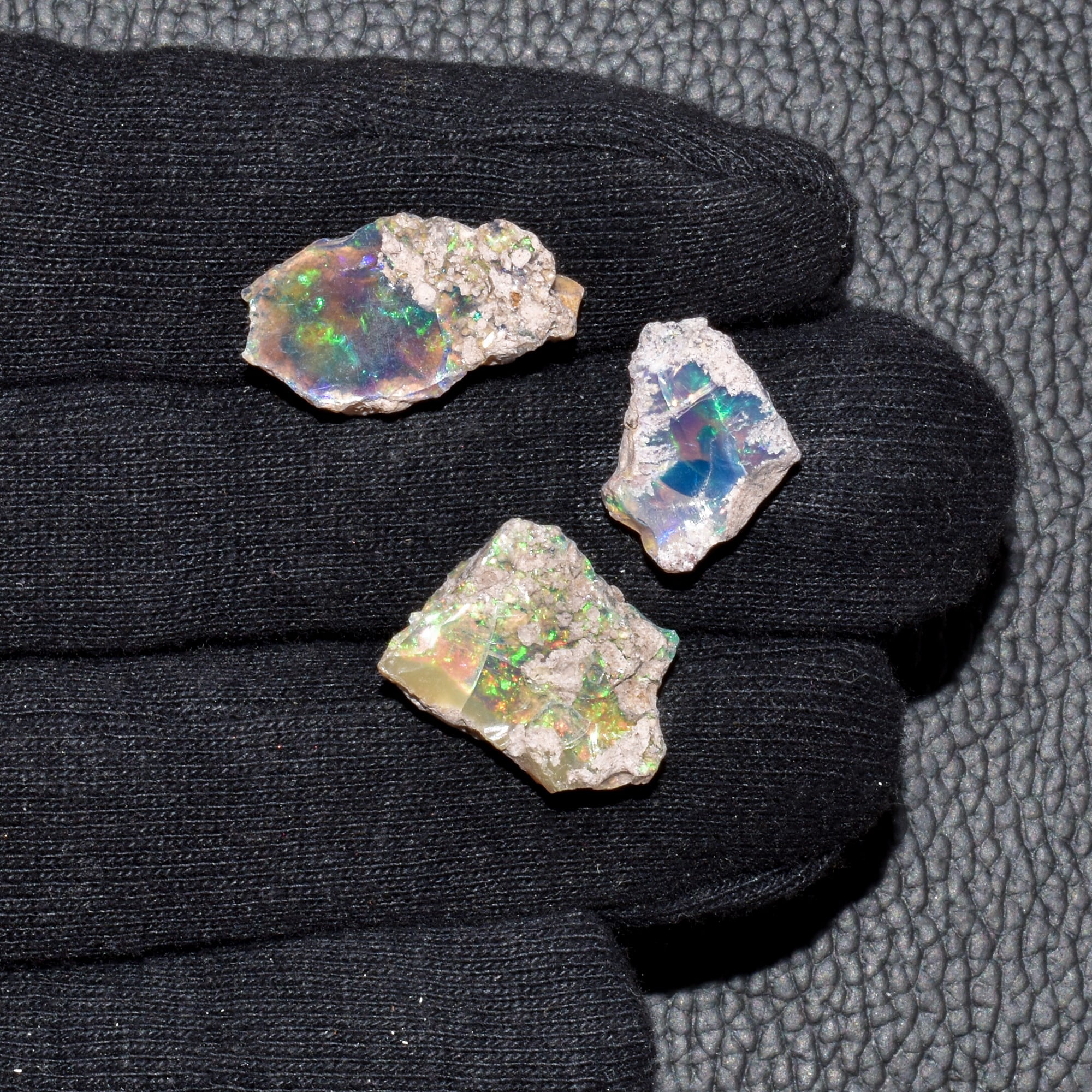 3pcs, 100% Real Ultra Fire Black Opal Raw Stone, Natural Rough, Ethiopian Rock Crystals Gemstone, Jewelry Making Supplies, Chakra Healing Stone, Birthday Gift, Crafts & DIY, Rainbow Fire Minerals Lot