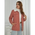 thumbnail image 5 of Eilly Bazar Corduroy Coat for Women Long Sleeve Button Front Female Fleece Jacket Coat Rusty Rose S, 5 of 5