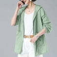 thumbnail image 4 of QUNYINEY Hooded Lightweight Jacket Women Solid Zip Up Casual Coats Sun Protection with Pockets Loose Jacket, 4 of 5