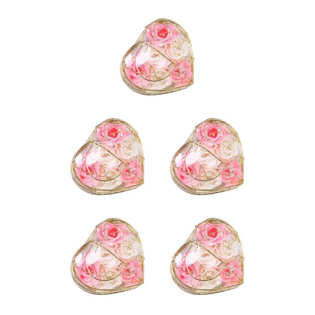 Toystoory Caja de regalo de flores de jabón rosa, cesta de hierro chapada en oro, 6 rosas artificiales, regalo de boda creativo para el Día de San Type4 NO4 Toystoory CBP062542