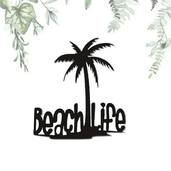 11.81×12.16 inches Black/Rusty color Wall Sticker Beach Life Coconut Tree 1PC Artwork of Wall Sticker for Home Improvement