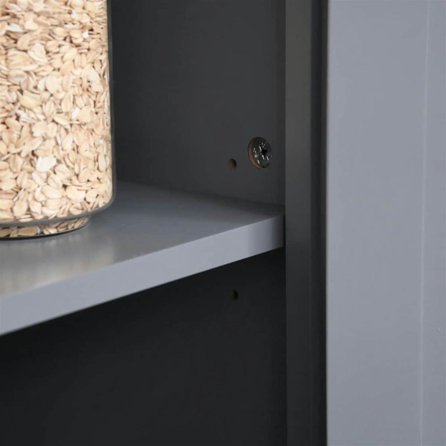 Demi Bonn 64" Modern Buffet Hutch, Kitchen Pantry Storage Cabinet with Glass Door & Drawer, Microwave Compartment for Dining Room, Home Storage, Gray