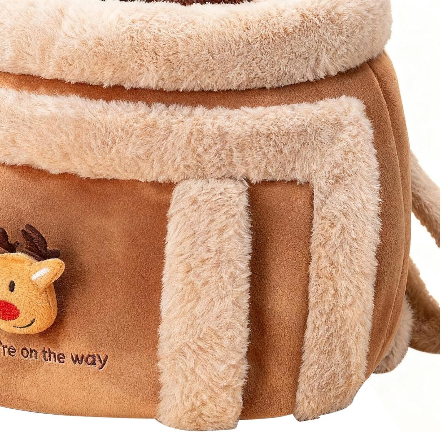 Dog Carrying Bag Pet Plush Elk Shape Backpack, Winter Puppy Outgoing Carrier, Soft Travel Bag, Pet Travel Backpack for Hiking Camping Outdoor Indoor Winter Trips Small Medium Dogs (Medium)
