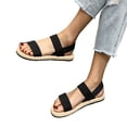 thumbnail image 3 of asddcavvf Ladies Summer Simple Solid Colour Elastic Straps Flat Bottom Outside Straw Linen Roman Sho, 3 of 7