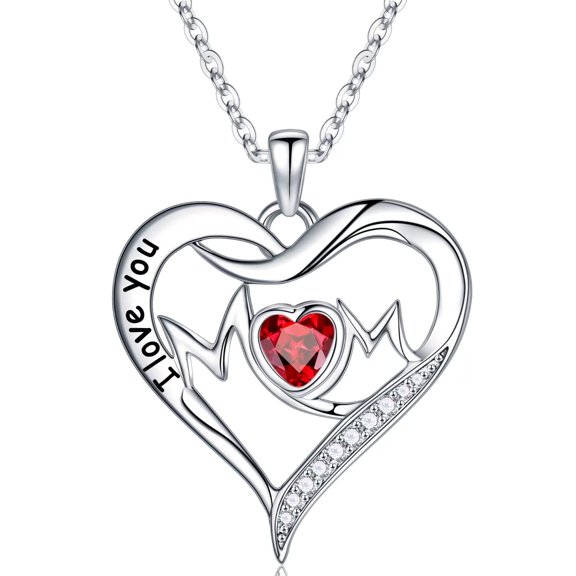 TINGN Mom Gifts Mom Birthstone Necklaces 925 Sterling Silver Heart Pendant Birthstone Necklace Gifts for Mom Mothers Day Valentines Day for Mom Christmas Birthday Gifts for Mom from Daughter Son