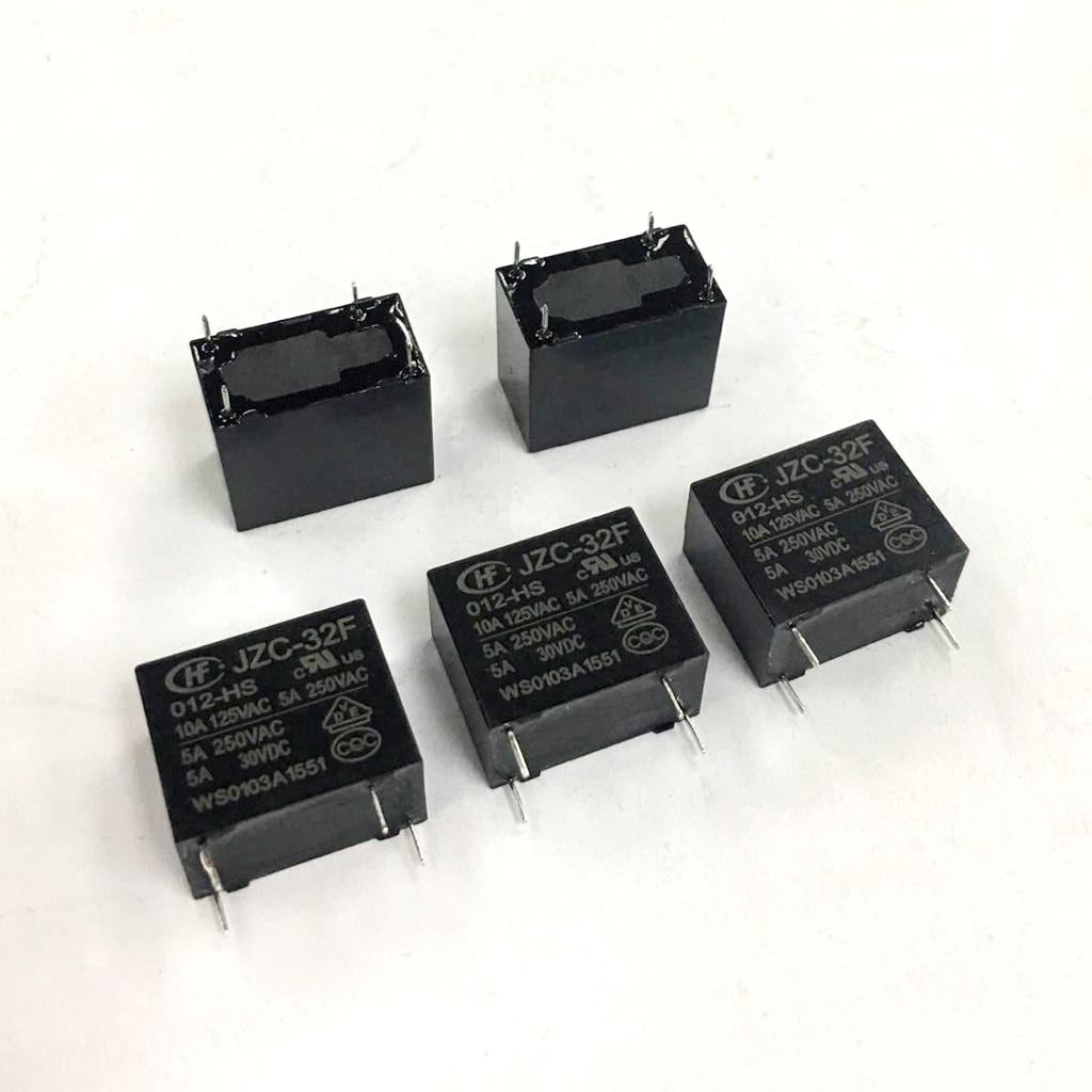 5PCS Relays DC 12V 5A 250VAC/30VDC 10A 125VAC Power Relay NO Black 