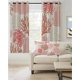 thumbnail image 2 of Red Orange Coastal Coral Blackout Curtains 39 Inches Length, Nautical Ocean Beach Marine Window Treatment Thermal Insulated Drapes for Bedroom Living Room 2 Panels 55x39 Inches, 2 of 8