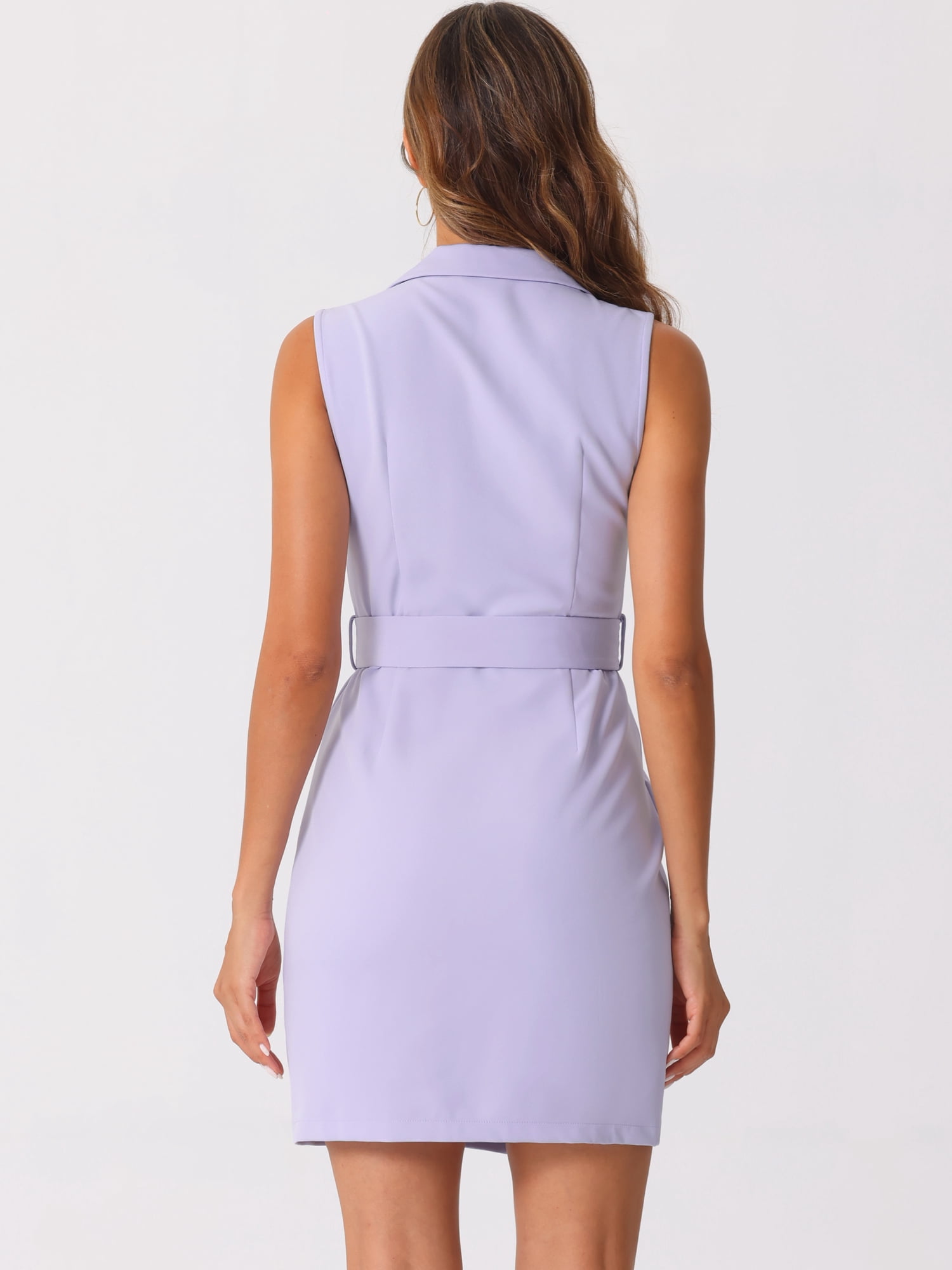 DARING DIVA Sleeveless Notched Lapel Double Breasted Blazer Dresses XL Purple