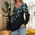 thumbnail image 2 of Women's Long Sleeve Pullover Print Pattern V Neck Workout Tops Comfortable Casual Blouse Loose Fit (S, Wine), 2 of 5