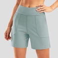 thumbnail image 6 of UOCUFY 6''/ 8'' Shorts for Women with 4 Pockets | High Waisted, Long, Soft, Lightweight, Stretch, Athletic, Workout, Running, Walking, Casual, Bermuda Shorts for Summer (Light Green, L), 6 of 7