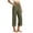 Dark Green, variant on Women's Cotton Linen Capri Pants, High Waist Elastic Wide Leg Cropped Trousers, Casual Loose Fit Summer Pants with Pockets(Coffee/M)