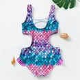 thumbnail image 3 of Kiijoy Toddler Girls Scale Print Cutout One-Piece Swimsuit Bathing Suit, Sizes 3-4 T, 3 of 8