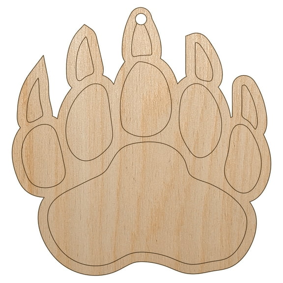 Grizzly Bear Claw Paw Wood Holiday Christmas Tree Ornament Unfinished DIY Pre-Drilled Craft