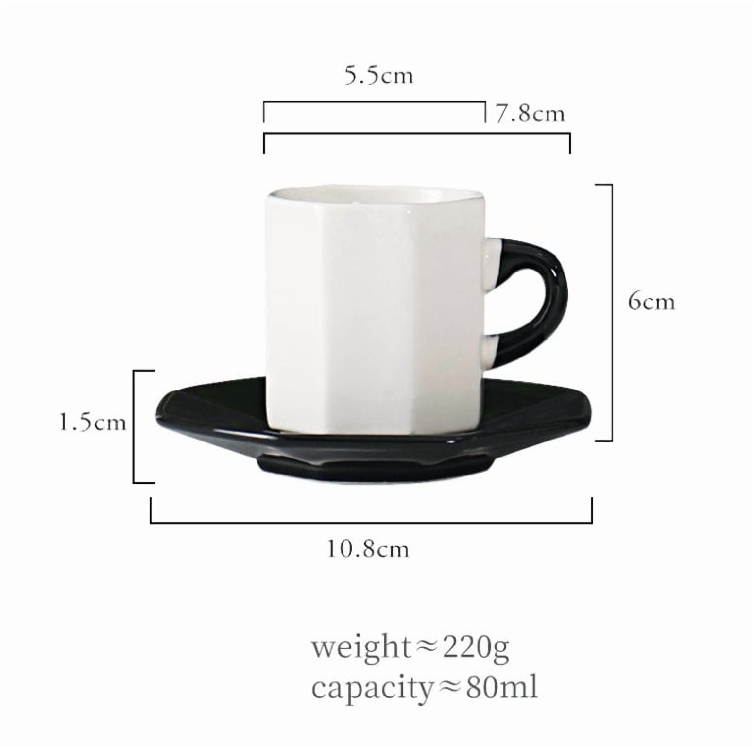 Bacimi Handcrafted Ceramic Octagon Espresso Cup W/ Saucers 2.70oz / 80ml 4 Pack