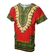 Red African Print Dashiki Shirt from S to 7XL Plus Size