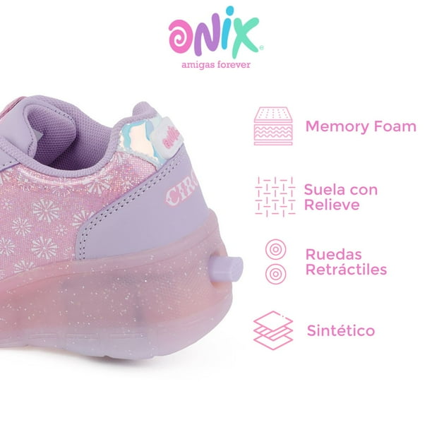 Tenis Patín Onix Pink Show Rosa Con Rueda Retráctil Para Niña