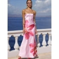 thumbnail image 3 of Women Y2k Strapless Maxi Dress Floral Print Tube Long Dress Boho Beach Sundress Going Out Streetwear Pink S, 3 of 8