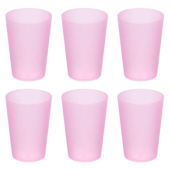Uxcell 6 Pcs Plastic Tumblers, 11.8oz Reusable Drinking Glasses Unbreakable Water Tumblers for Home Office Outdoors Restaurant Water, Coffee, Milk, Juice, Tea, Clear Pink