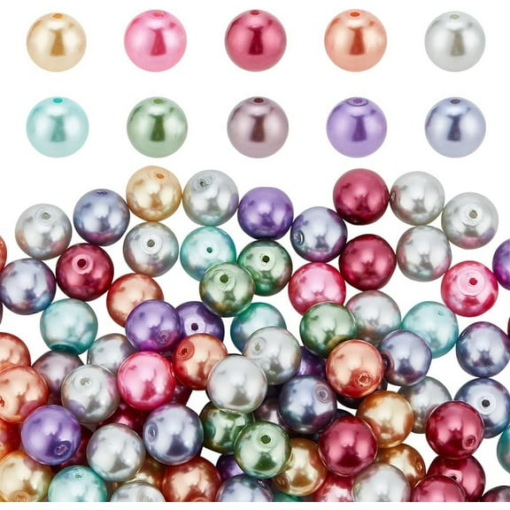 12mm Pearlized Glass Beads 100pcs Mixed Color Dyed Round Satin Luster Pearl Beads for Jewelry Craft Making Vase Fillers
