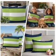 thumbnail image 5 of Navy Blue Green Stripe Outdoor Waterproof Pillow Covers, Modern Art Horizontal Striped Decorative Square Throw Pillowcase Sofa Cushion Sham for Patio/Couch/Chair, 26"x26" 2 Pack, 5 of 8