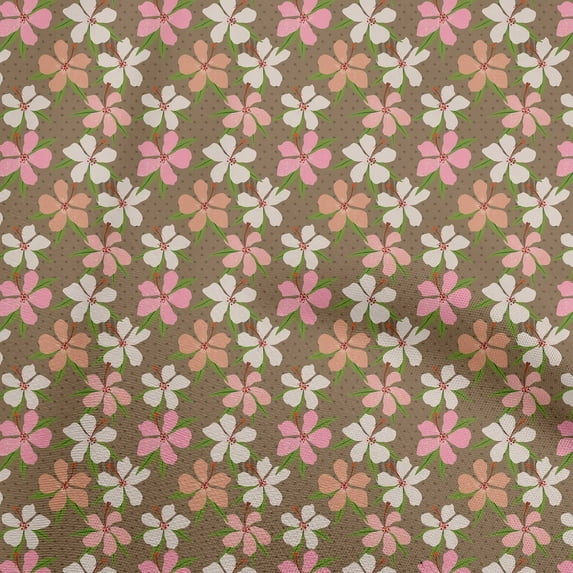 oneOone Velvet Light Brown Fabric Tropical Floral Fabric For Sewing Printed Craft Fabric By The Yard 58 Inch Wide