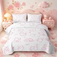thumbnail image 2 of meiyoeat Mixed Pink Cat Cute Quilt King,Girly Kitten Pattern King Coverlet Set,3pcs,1 Bedspread and 2 Pillowcases, 2 of 7