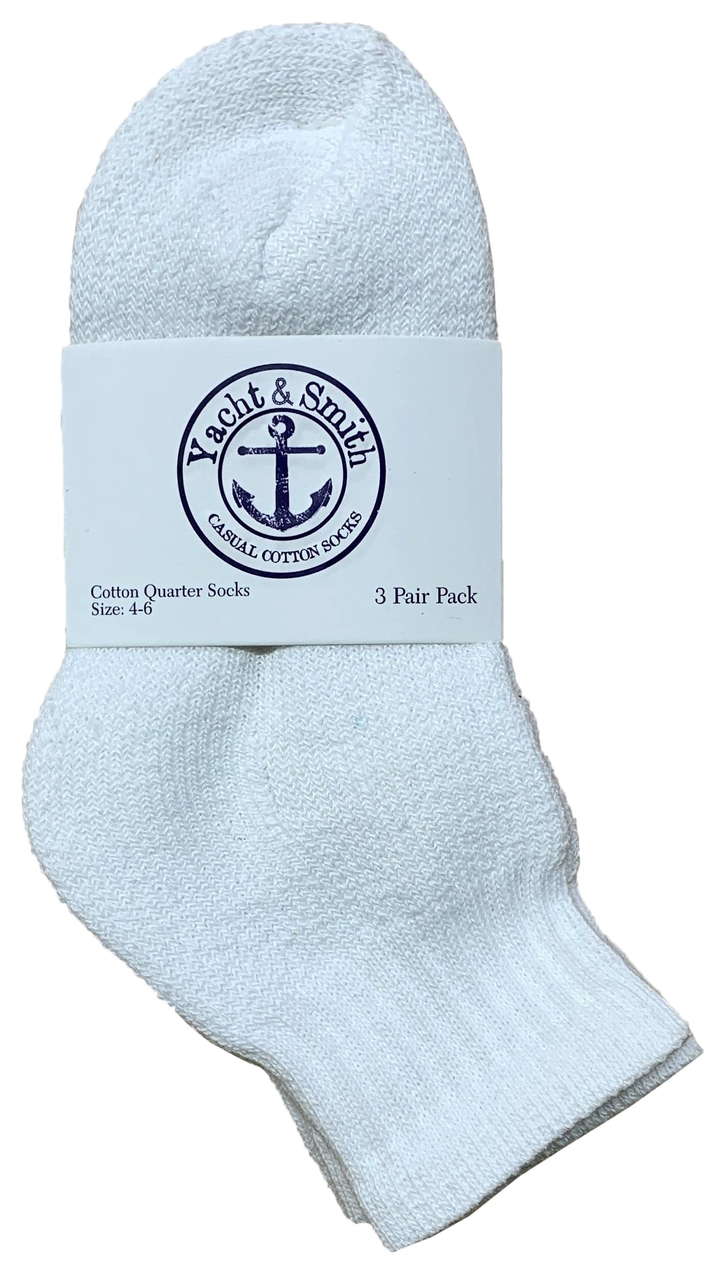 Yacht & Smith Wholesale Bulk Kids Mid Ankle Socks, Cotton Sport Athletic Ankle Socks - 4-6 - White - 240 Packs