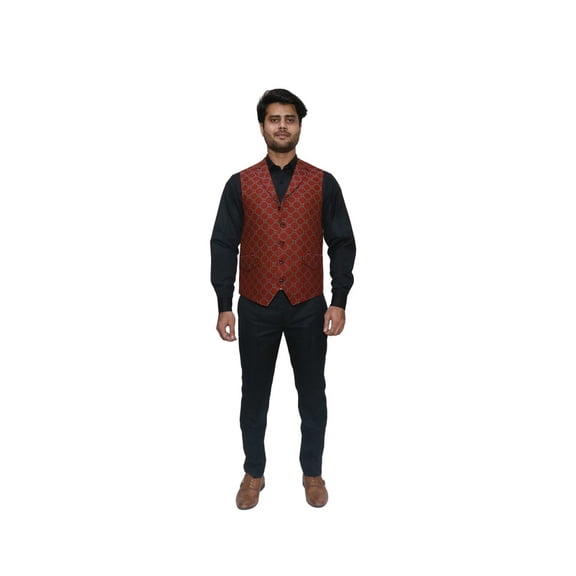 Luxe Jacquard Nehru Jacket for Men - Stylish Indian Wedding Vest Coat, Designer Formal Party Wear, Nehru Collar Vest, Elegant Men’s Fashion, XS to XXXL