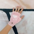 thumbnail image 4 of 1 par de guantes de felpa para niños, guantes cálidos de medio dedo, protectores de manos para exteriores (rosa), 4 of 7