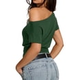 thumbnail image 3 of MOYIKO Womens Off The Shoulder Crop Tops Y2K T Shirts Top Short Sleeve Summer Trendy Fashion Clothes, 3 of 7